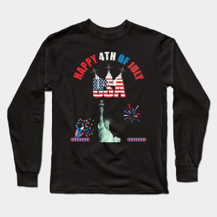 4th of July, Happy 4th of July, Patriotic, American Flag, USA, America, Merica, Memorial Day, Independence Day, Air Show, Fireworks, Statue Of Liberty, Long Sleeve T-Shirt